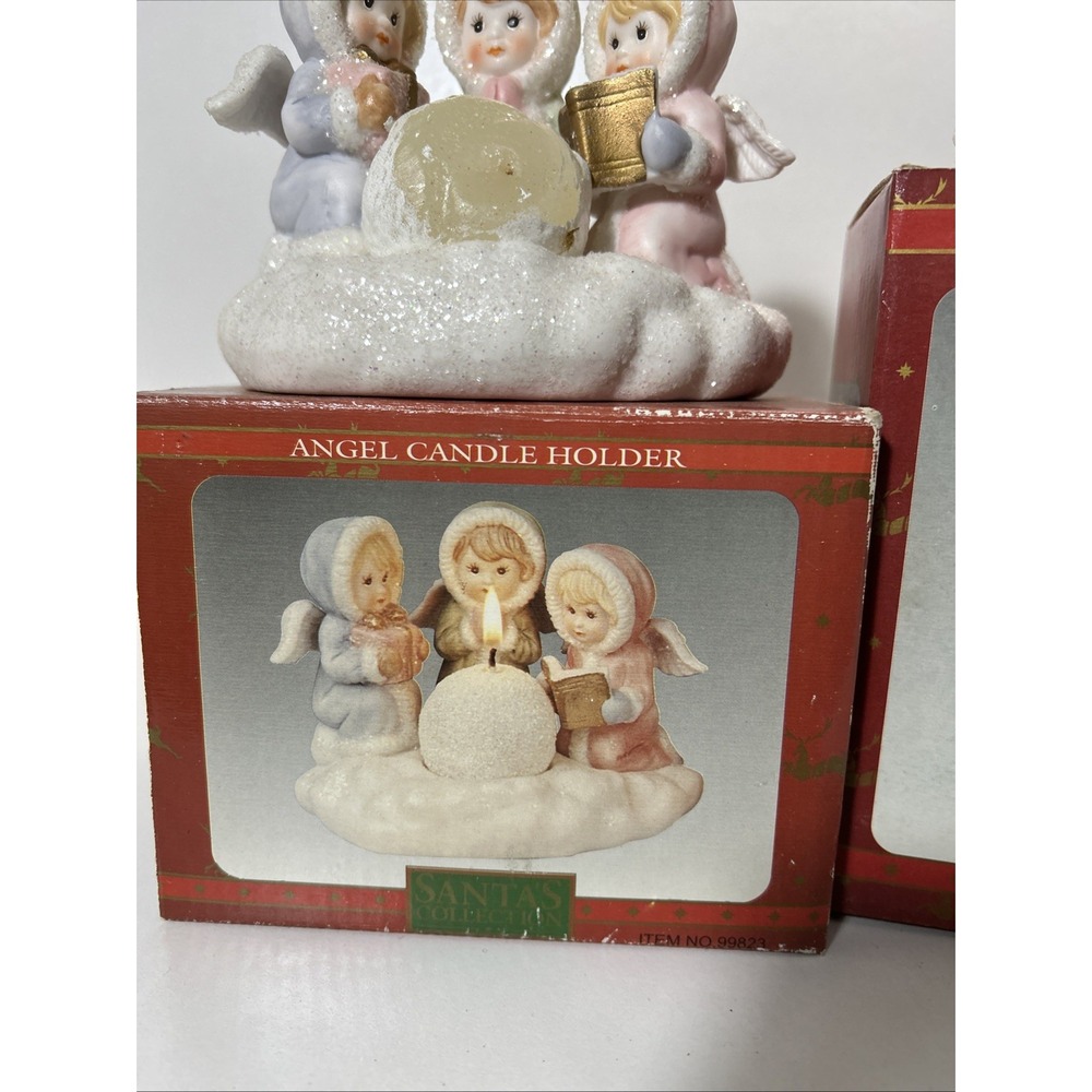 Santa's Collection Set Of 2 Nativity Christmas Carols Village Flying Angel 1246 - Picture 6 of 8